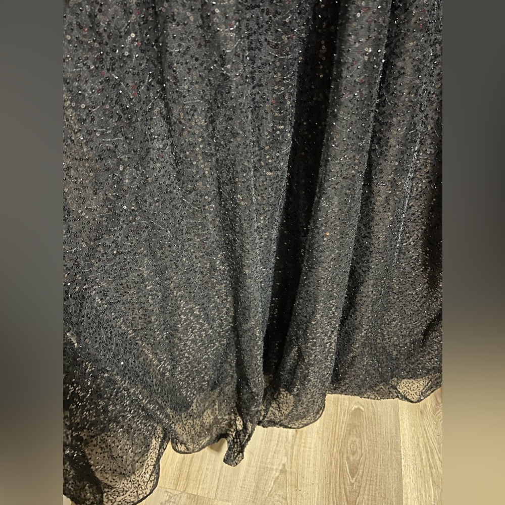 City Chic Black Sequin V-Neck Spaghetti Strap Gown - Picture 8 of 16